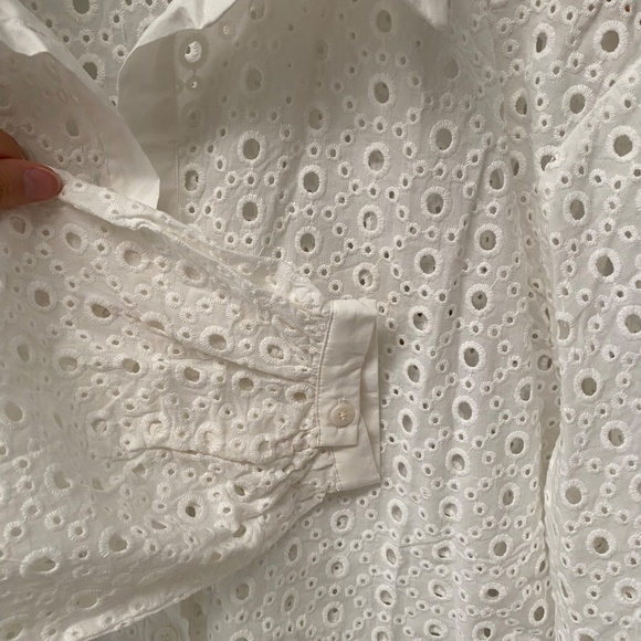 MNG by Mango Elegant Stylish White Open Eyelet 100% Cotton Blouse Shirt Size S - Picture 6 of 8